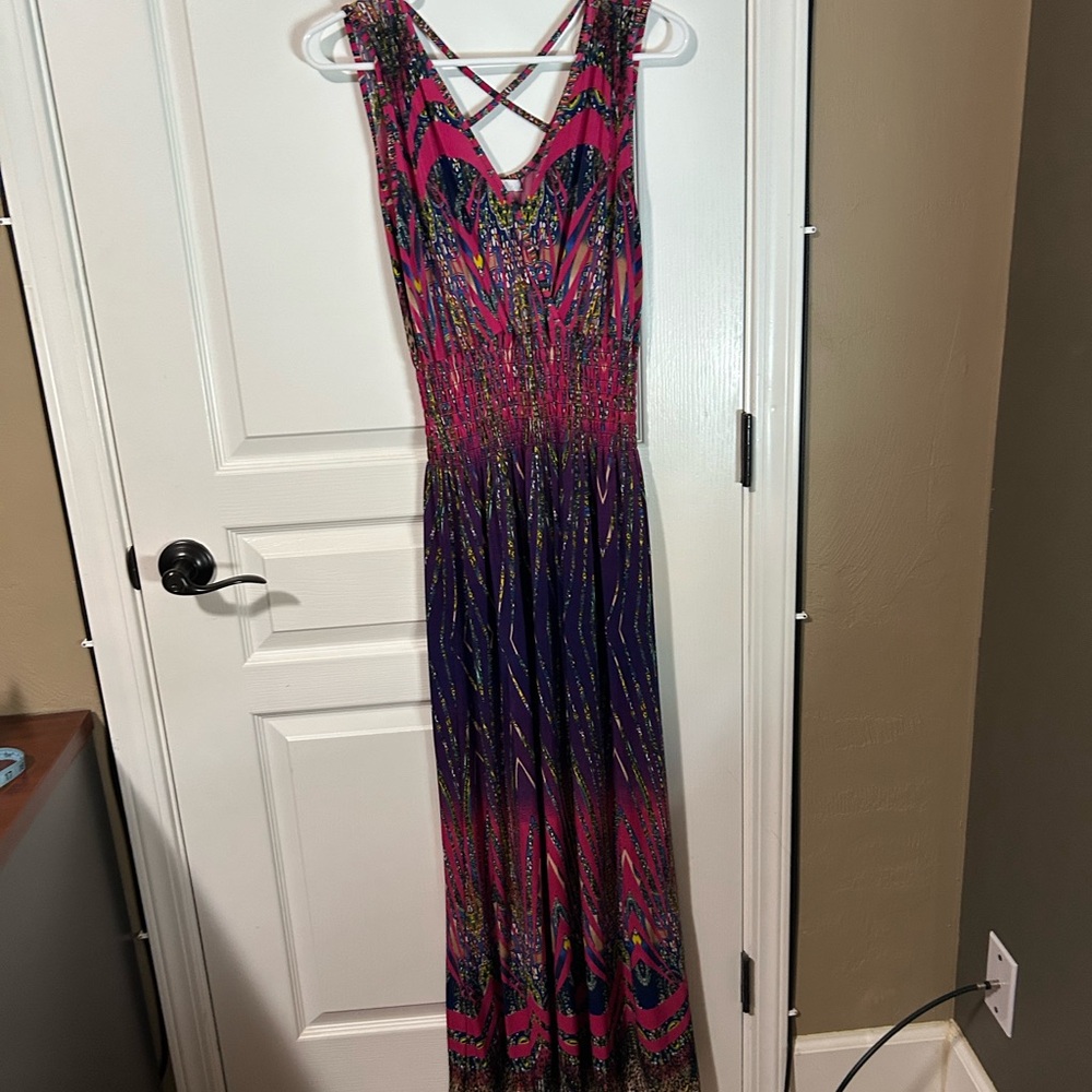 Vibrant Pink and Purple Maxi Dress 3 XL
